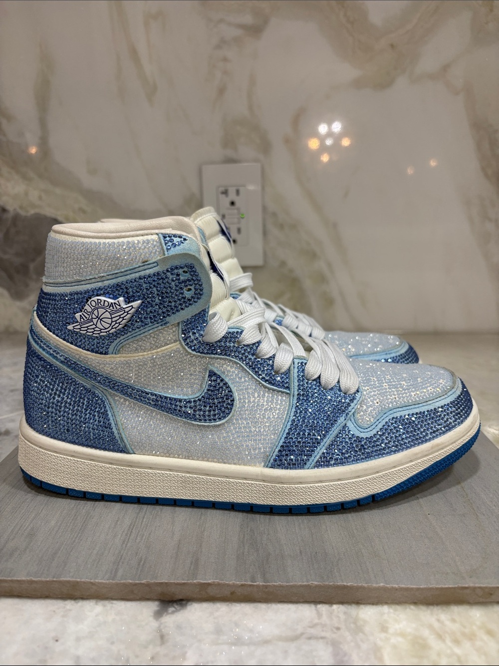 Crystal-Embellished High Top in Blue & White